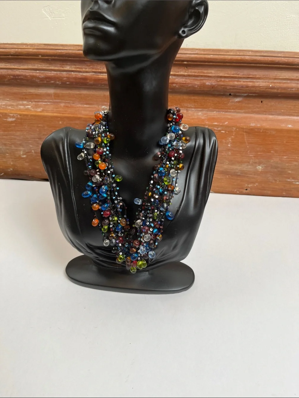 Vintage Multi-Color Glass Bead Statement Necklace - Fashion Brand